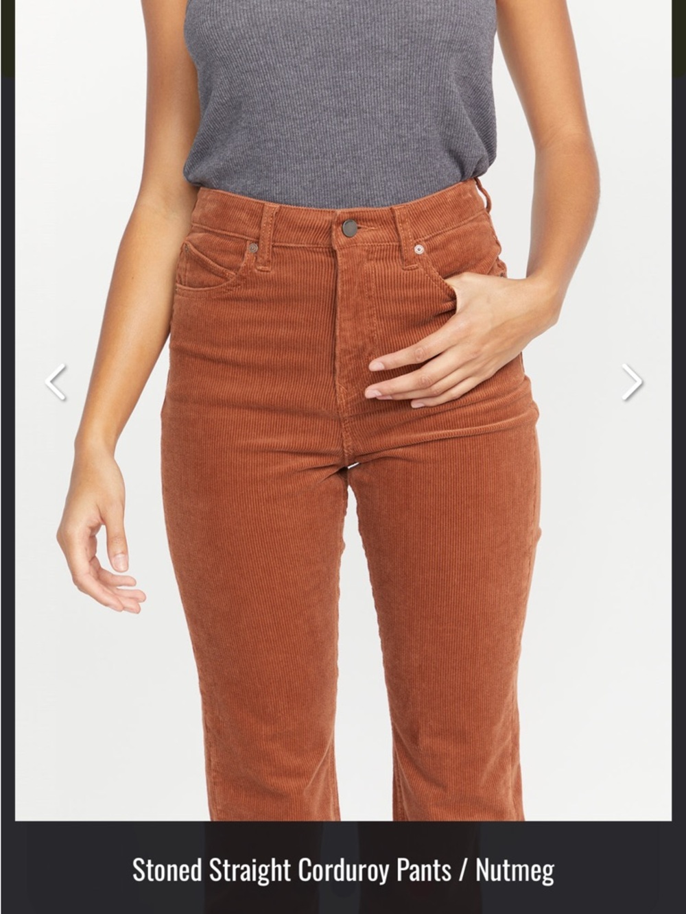 Volcom Stoned Straight Corduroy Pants in Nutmeg - Women Jeans - Picture 2 of 6